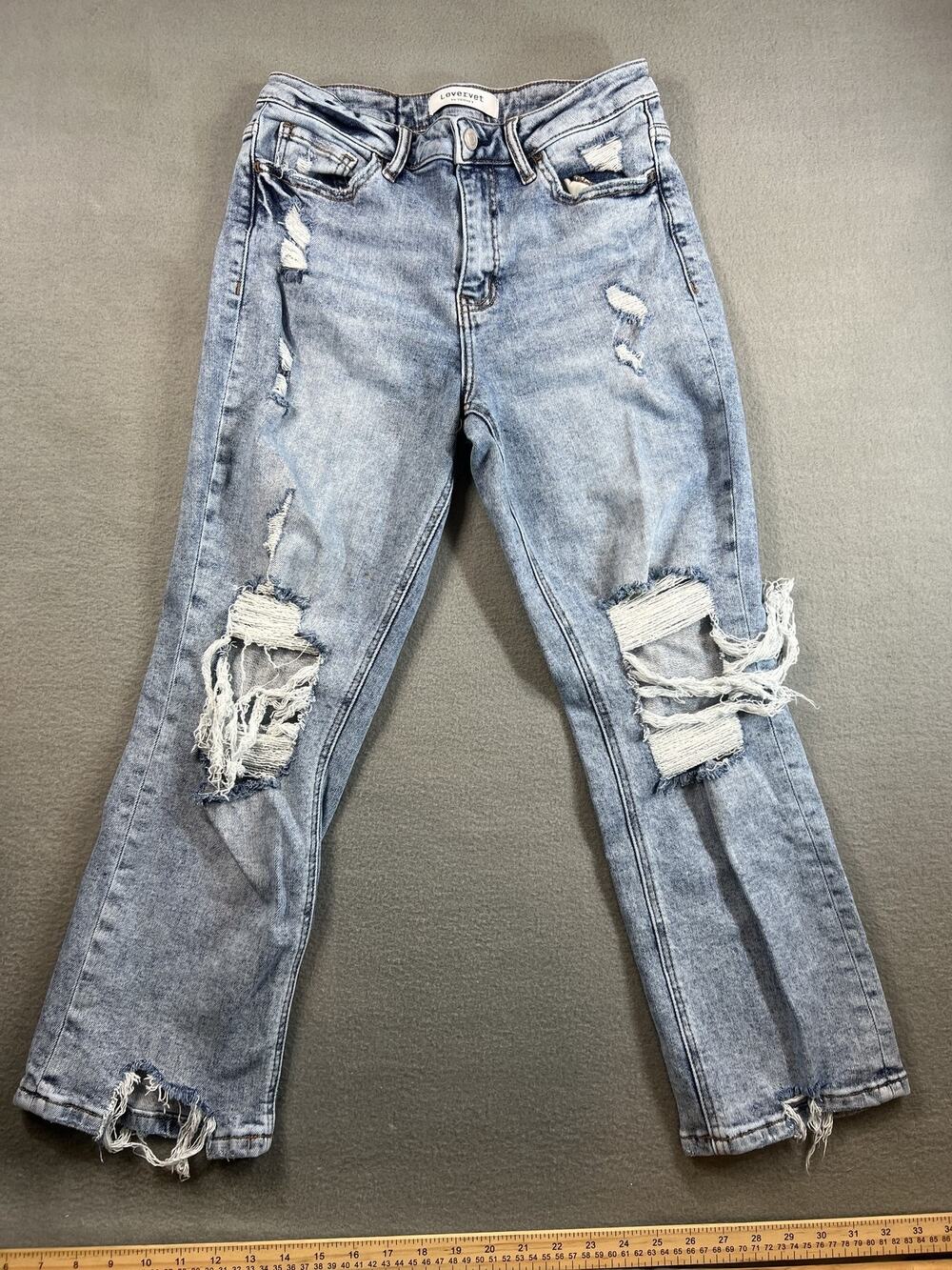 Lovervet High Rise Distressed Straight Jeans for Women Size 28 Medium Color